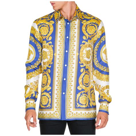 versace collection men's white shirts|Versace long sleeve shirt men.